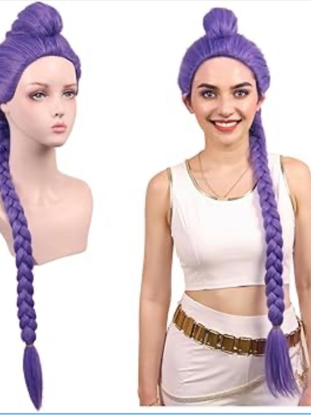 FantaLook Long Purple Braid Cosplay Wig for Women Halloween Party Costume